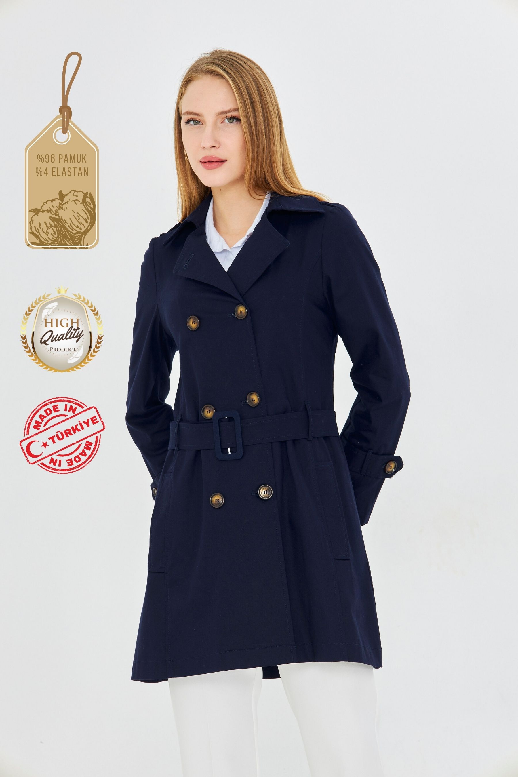 Pastelastore%20Esnek%20Pamuk%20Gabardin%20Kısa%20(80cm)%20Omuz%20Apoletli%20Kemerli%20Kadın%20Trençkot%201120
