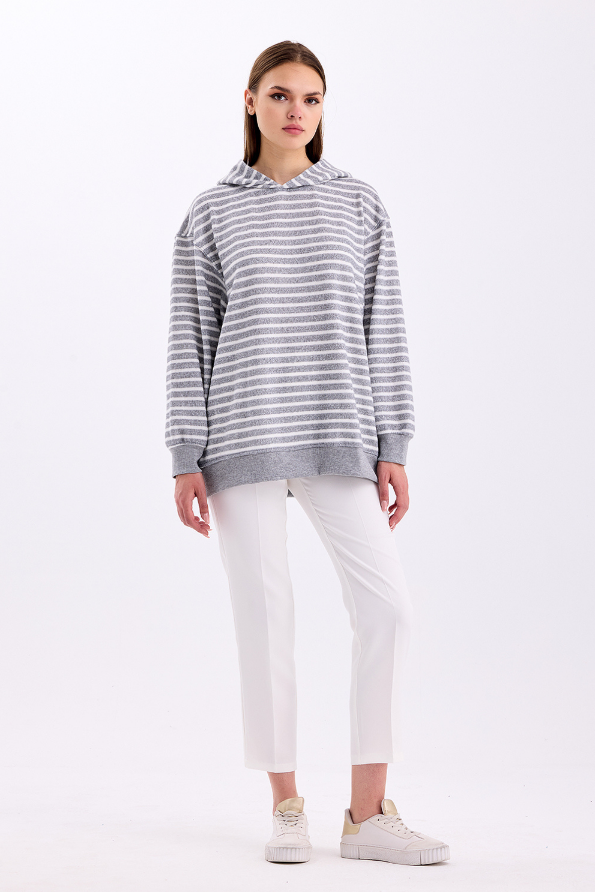 Pastelastore%20Çizgili%20Triko%20Oversize%20Sweatshirt