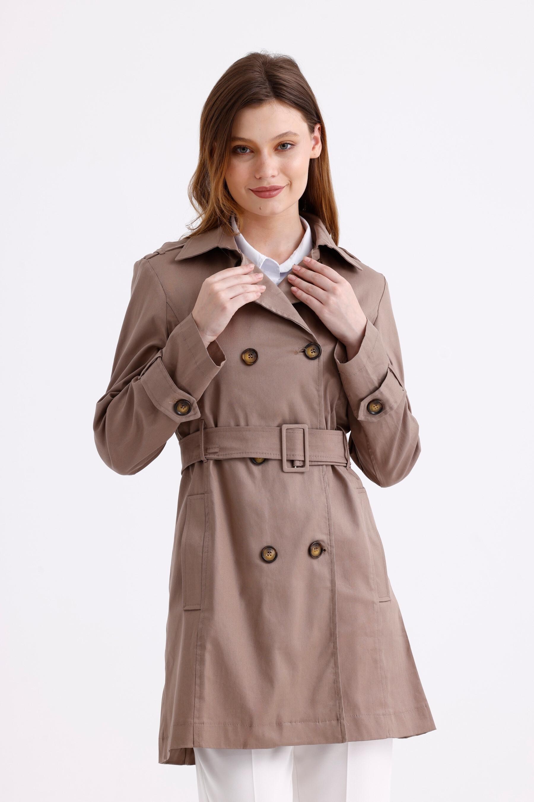 Pastelastore%20Esnek%20Pamuk%20Gabardin%20Kısa%20(80cm)%20Omuz%20Apoletli%20Kemerli%20Kadın%20Trençkot%201120