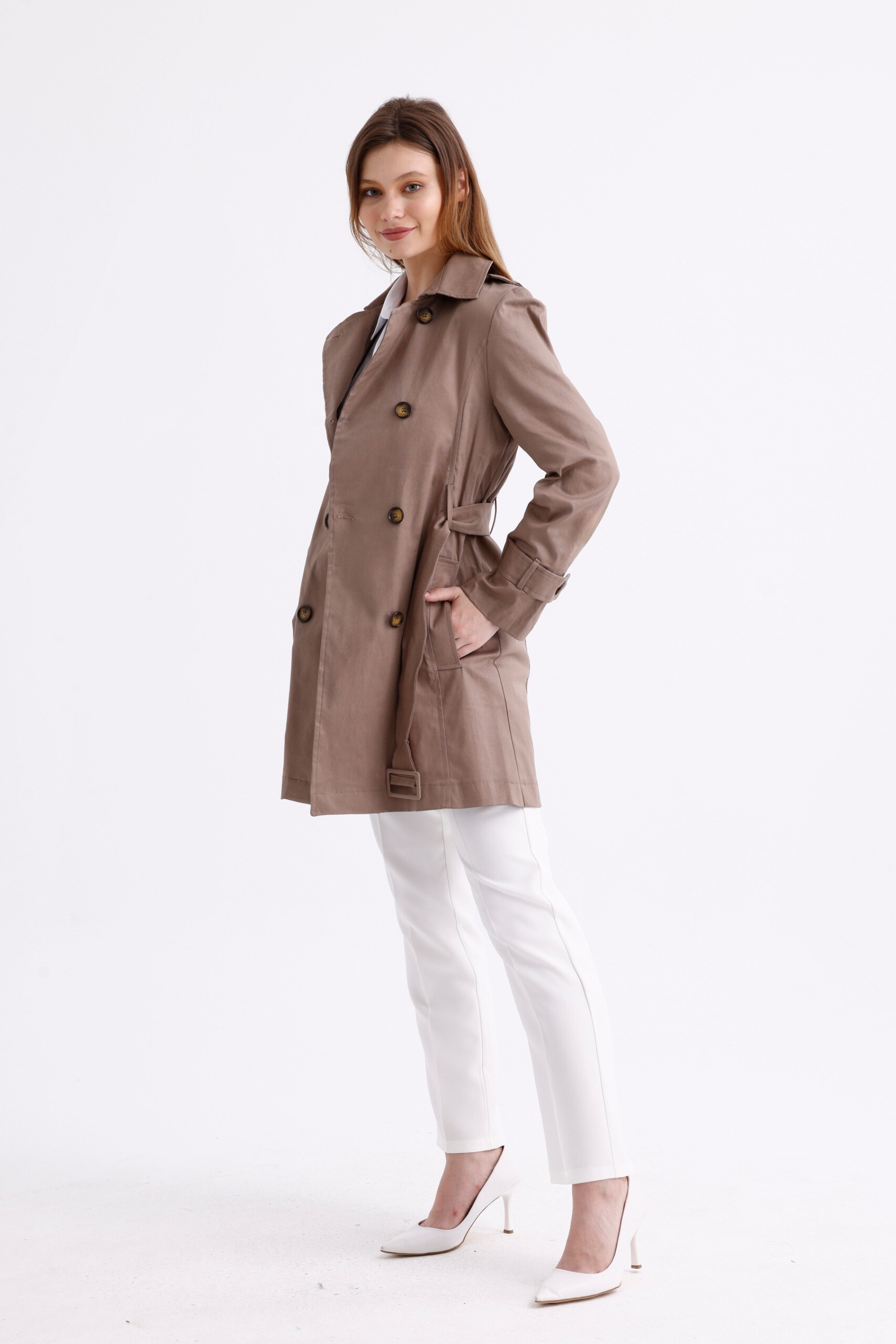 Pastelastore%20Esnek%20Pamuk%20Gabardin%20Kısa%20(80cm)%20Omuz%20Apoletli%20Kemerli%20Kadın%20Trençkot%201120
