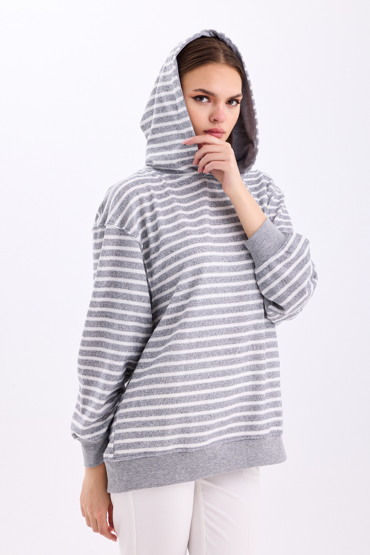 Pastelastore%20Çizgili%20Triko%20Oversize%20Sweatshirt