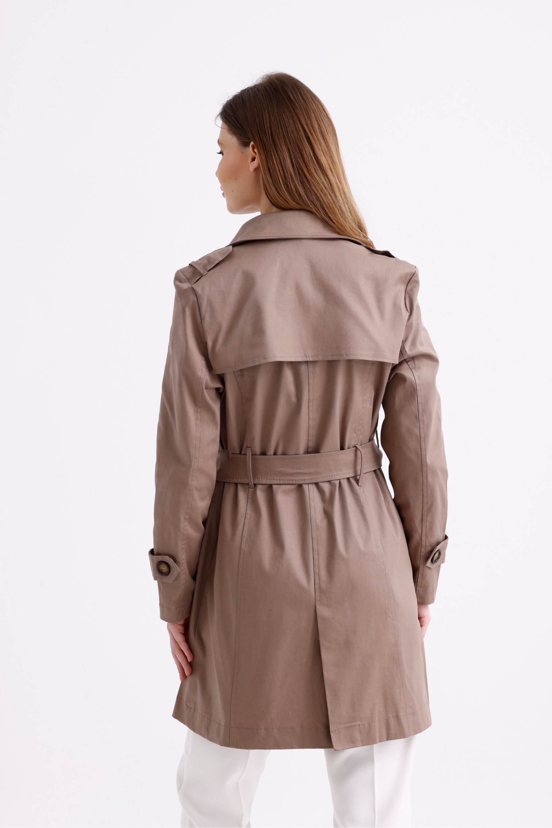 Pastelastore%20Esnek%20Pamuk%20Gabardin%20Kısa%20(80cm)%20Omuz%20Apoletli%20Kemerli%20Kadın%20Trençkot%201120