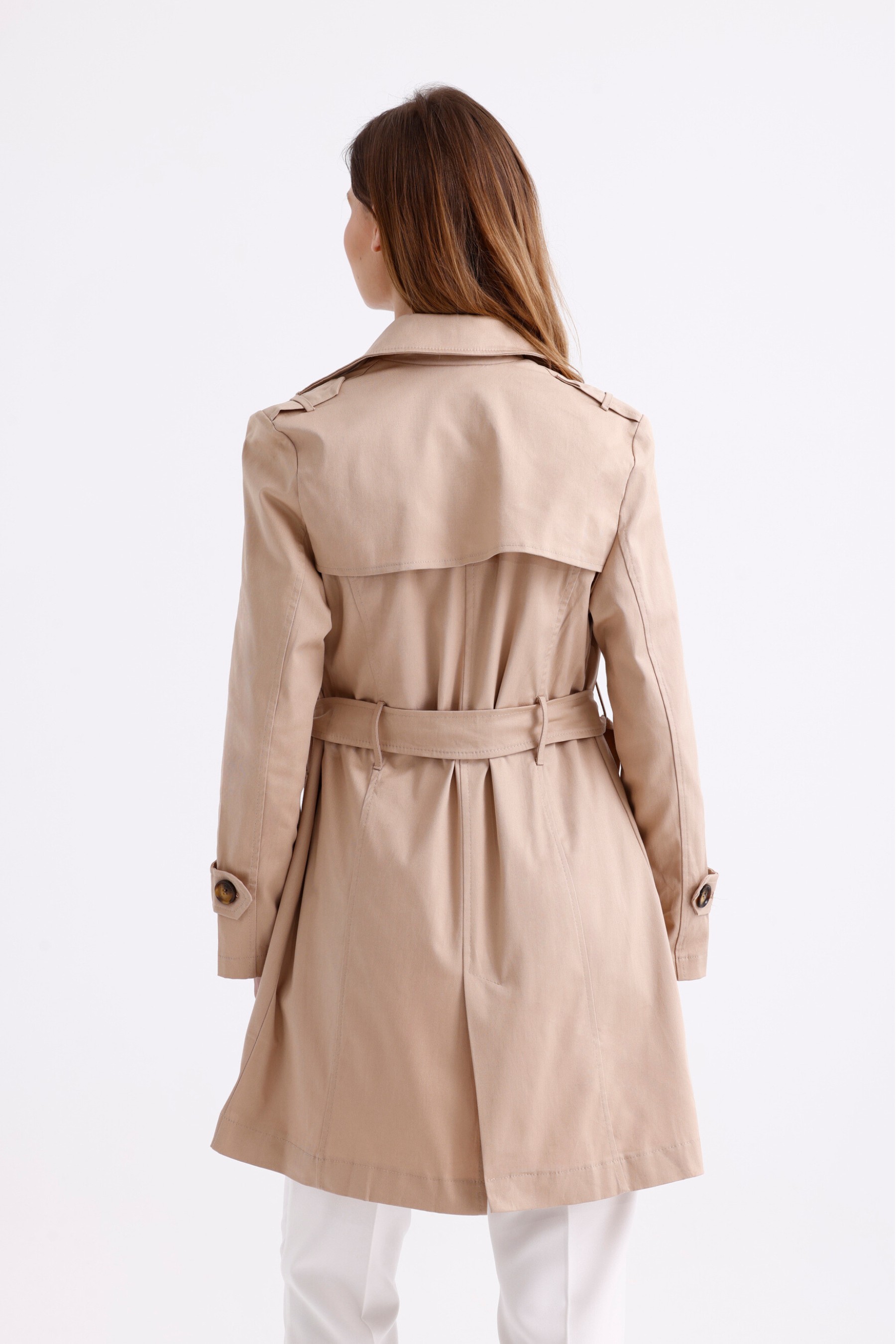 Pastelastore%20Esnek%20Pamuk%20Gabardin%20Kısa%20(80cm)%20Omuz%20Apoletli%20Kemerli%20Kadın%20Trençkot%201120