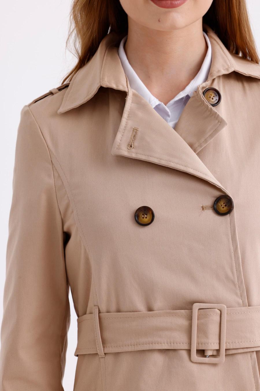 Pastelastore%20Esnek%20Pamuk%20Gabardin%20Kısa%20(80cm)%20Omuz%20Apoletli%20Kemerli%20Kadın%20Trençkot%201120