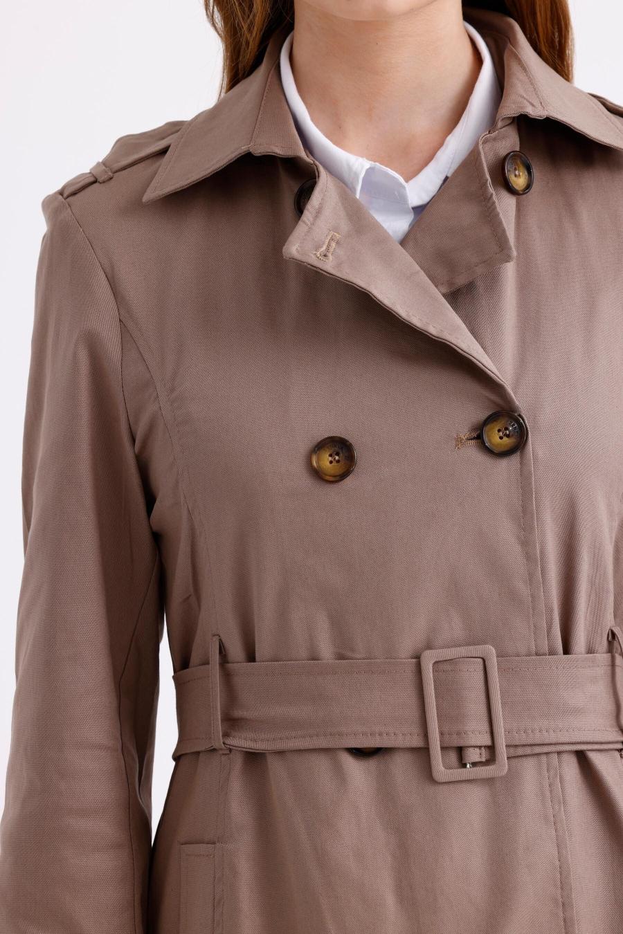 Pastelastore%20Esnek%20Pamuk%20Gabardin%20Kısa%20(80cm)%20Omuz%20Apoletli%20Kemerli%20Kadın%20Trençkot%201120