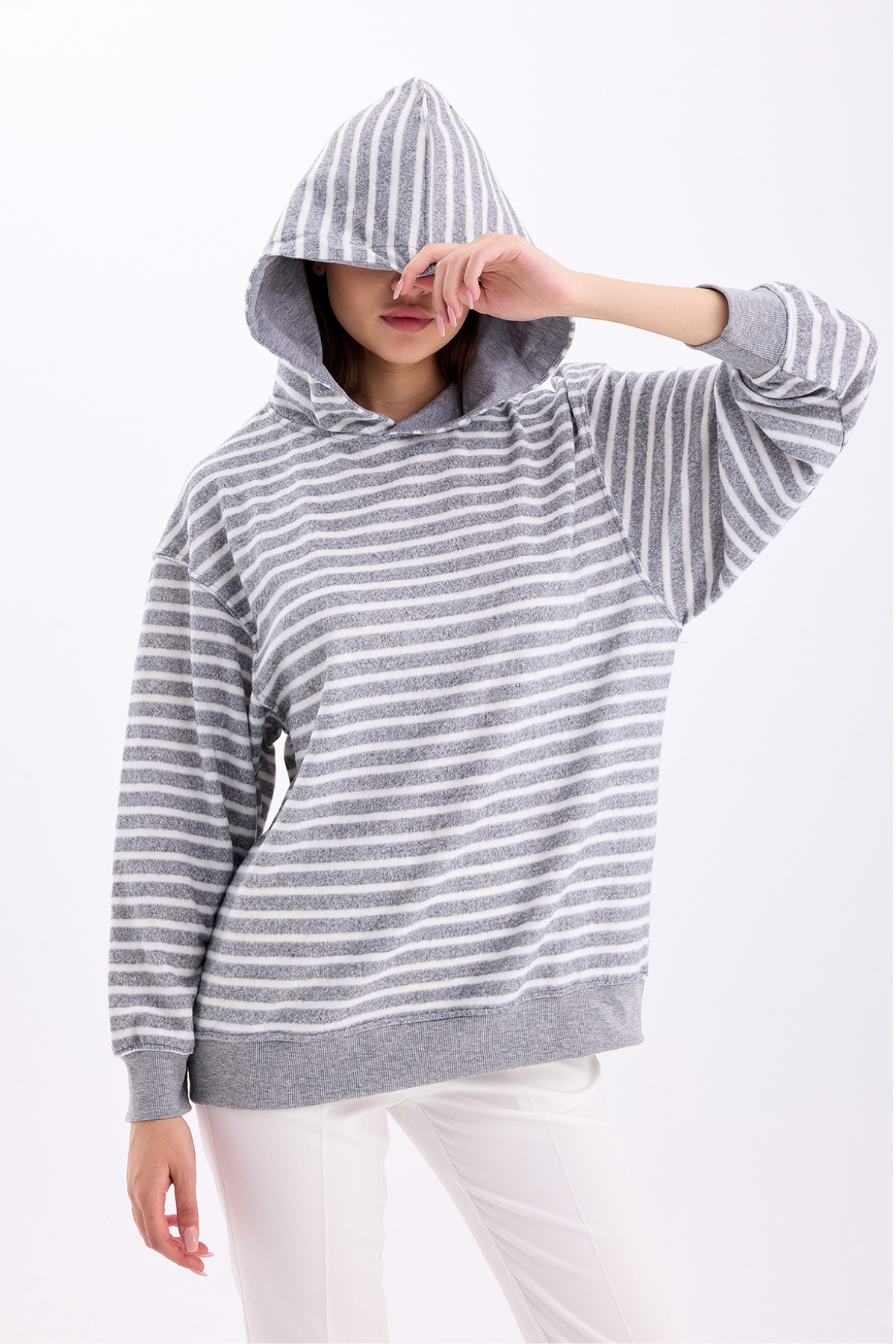 Pastelastore%20Çizgili%20Triko%20Oversize%20Sweatshirt