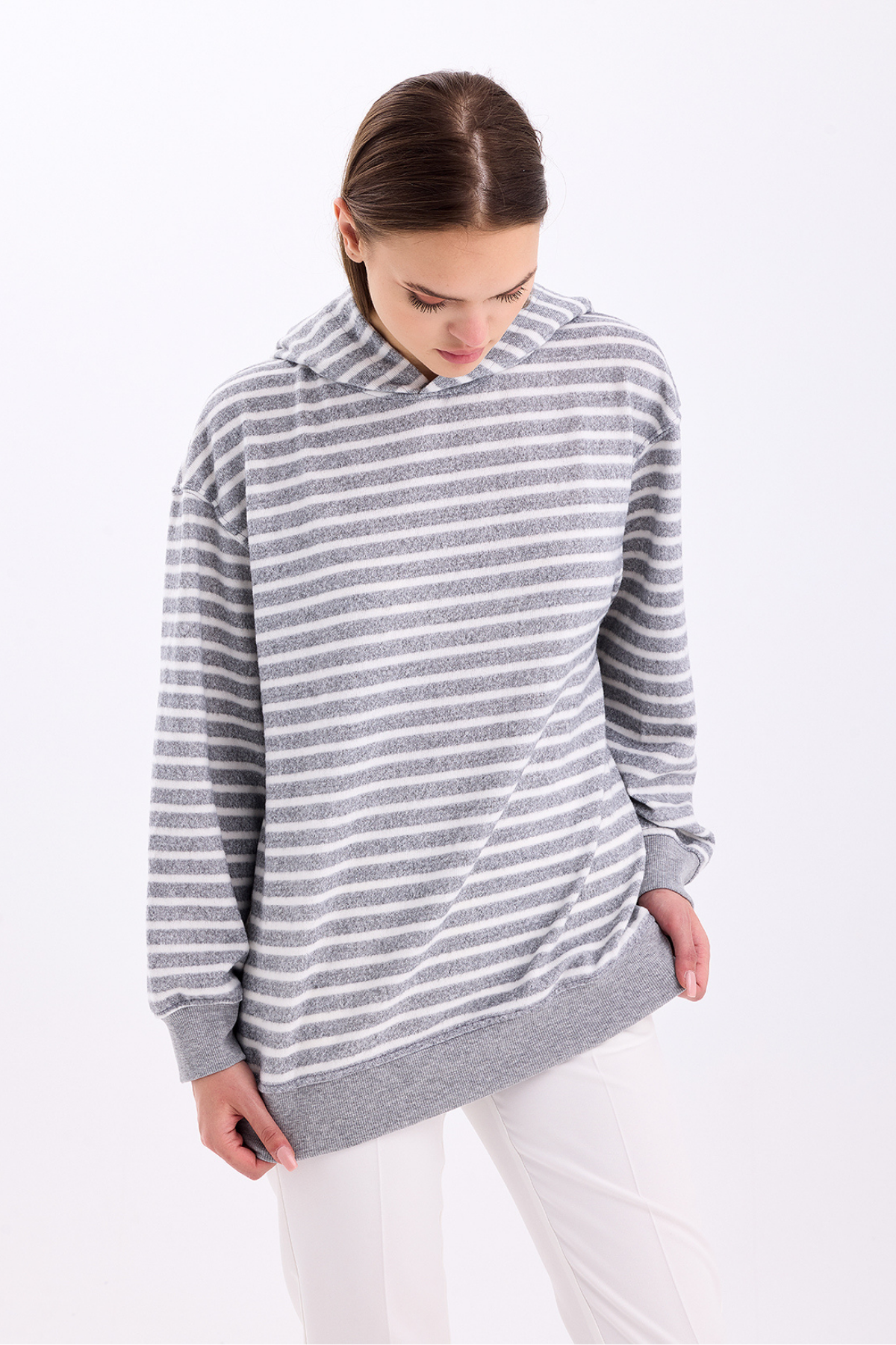 Pastelastore%20Çizgili%20Triko%20Oversize%20Sweatshirt