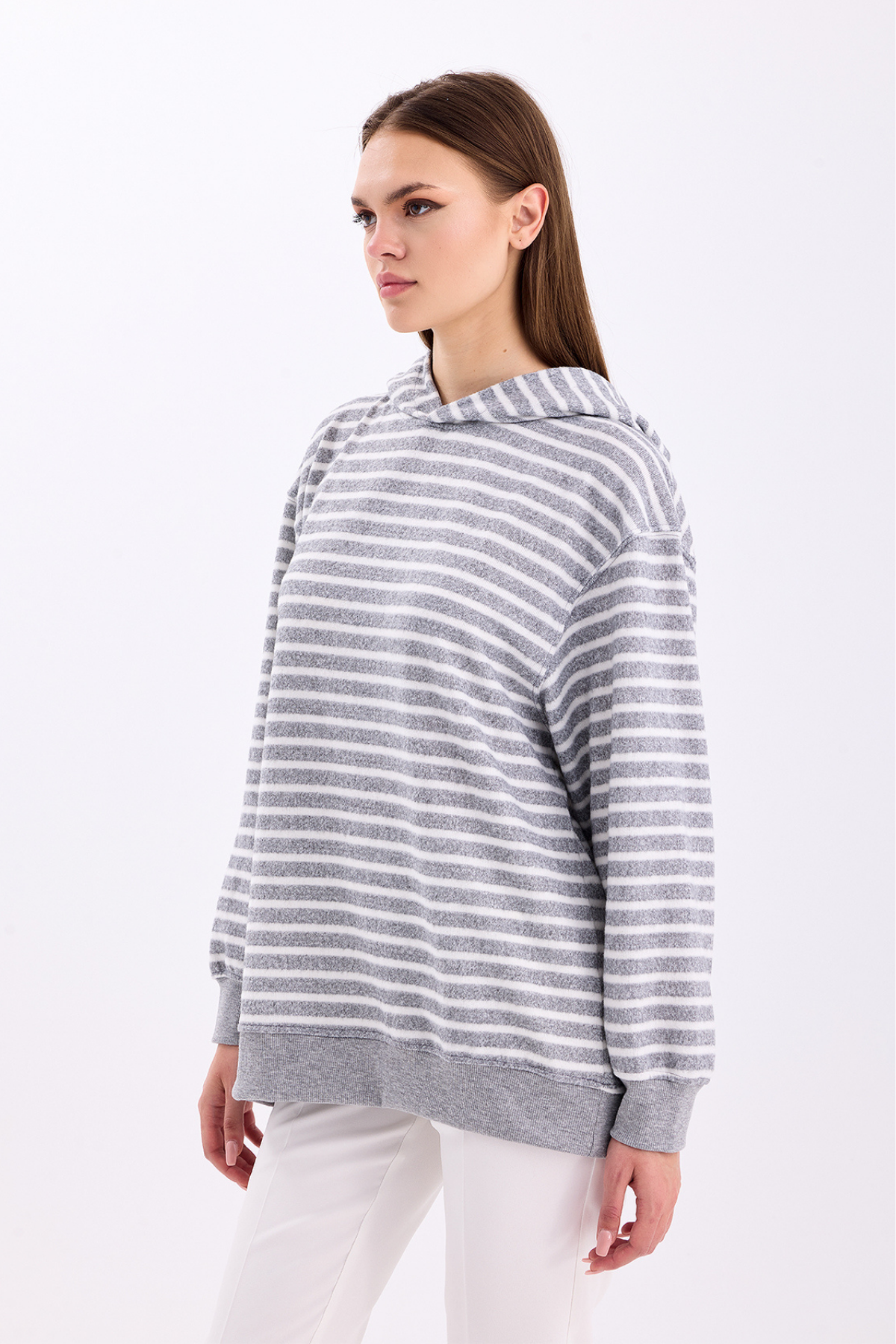 Pastelastore%20Çizgili%20Triko%20Oversize%20Sweatshirt