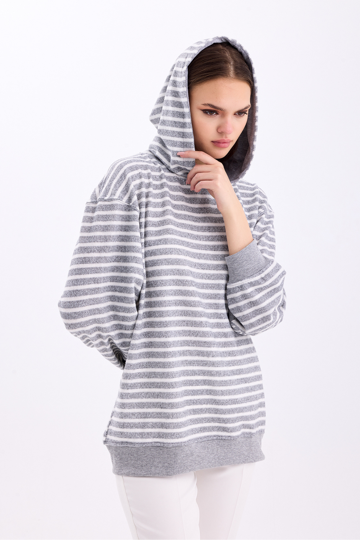 Pastelastore%20Çizgili%20Triko%20Oversize%20Sweatshirt