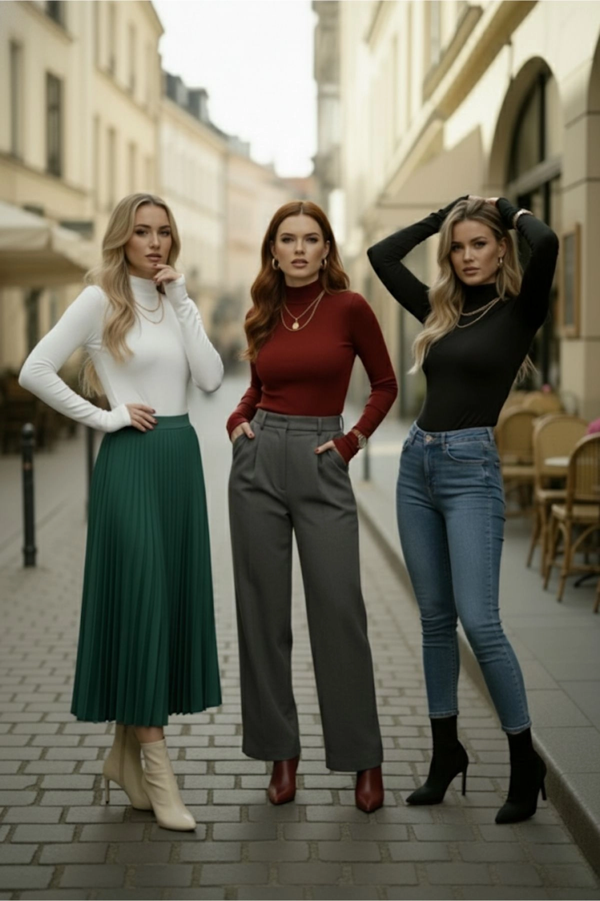 3’lü (Siyah-Bordo-Beyaz) Parmak Geçmeli Kadın Body Seti