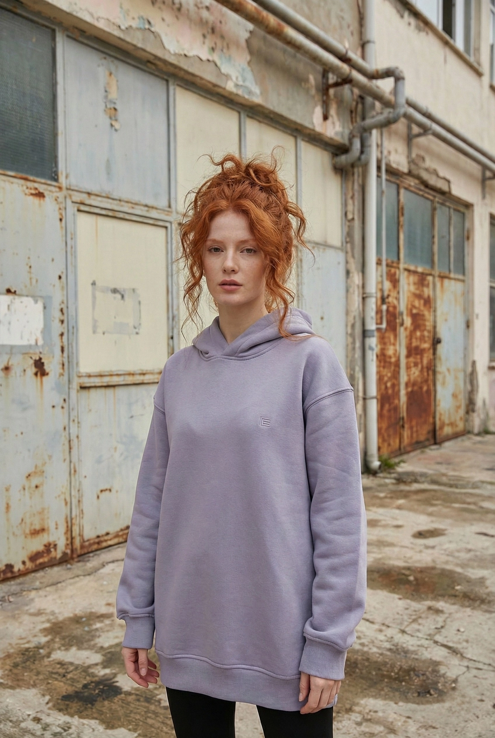 Pastelastore Pamuklu Kapüşonlu 3 İplik Şardonlu Kalın Oversize Sweatshirt