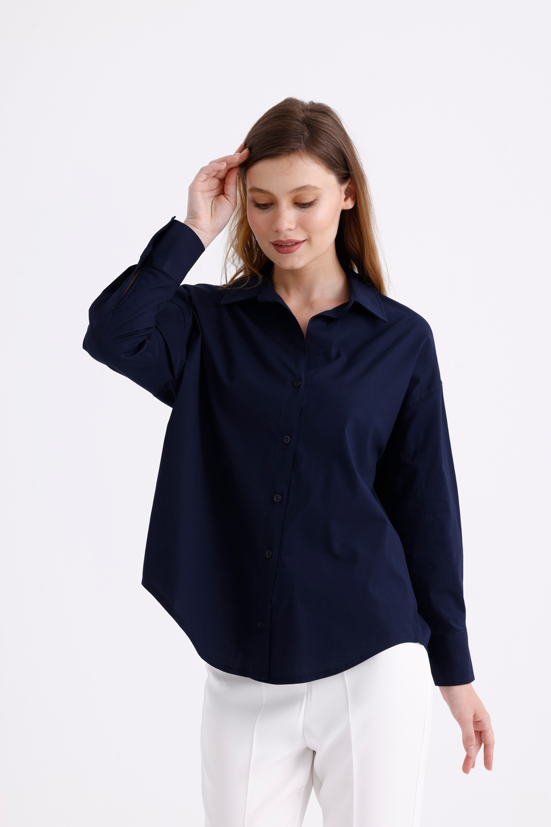 %96 Pamuk Esnek Poplin Kadın Gömlek  1163