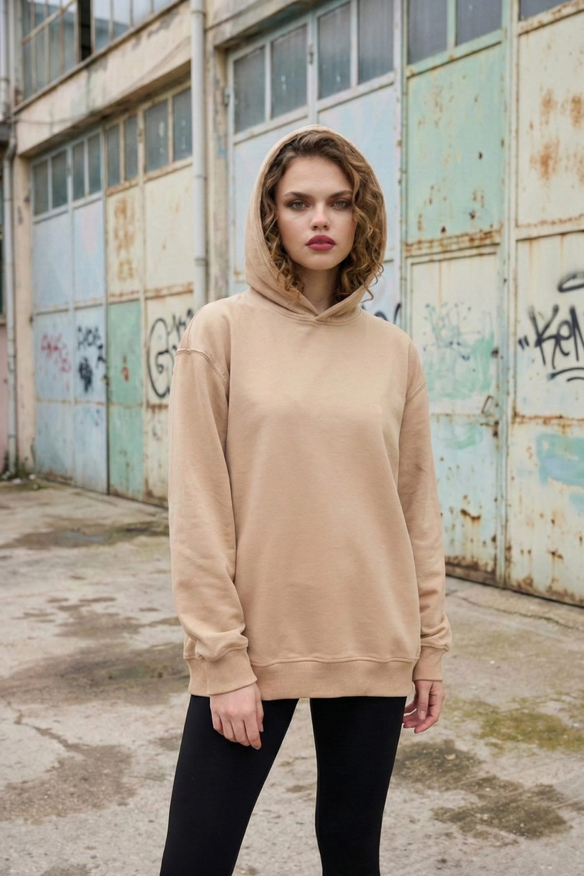 Pastelastore Pamuklu Kapüşonlu 2 İplik Baharlık Oversize Sweatshirt