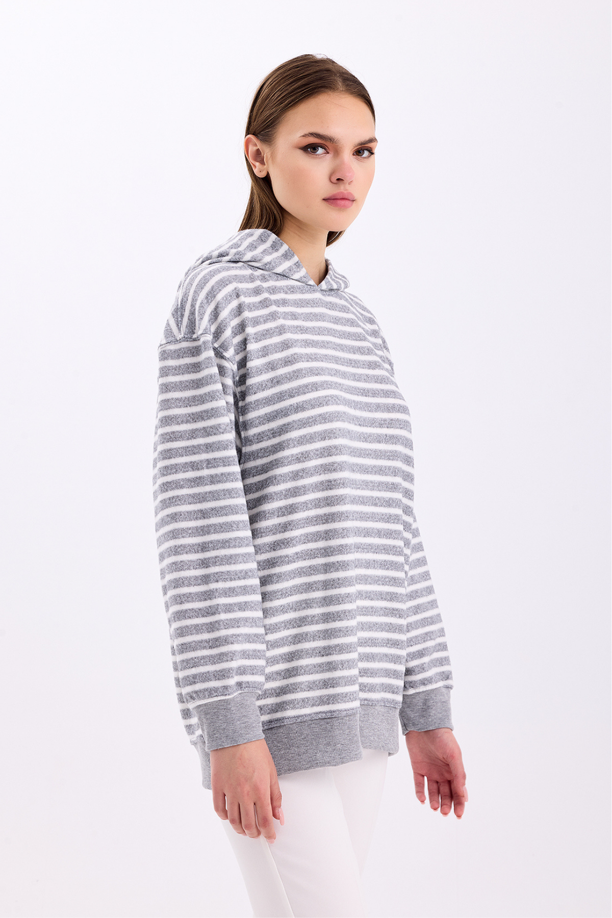 Pastelastore%20Çizgili%20Triko%20Oversize%20Sweatshirt
