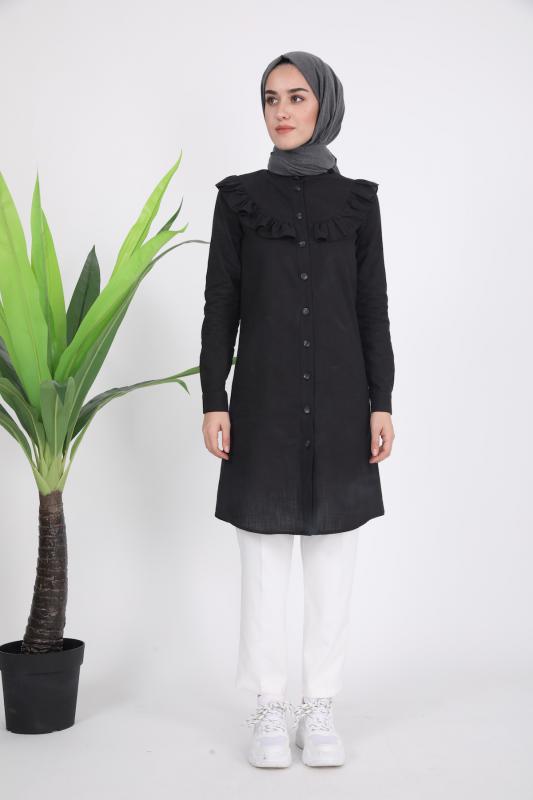 Fırfırlı Pamuk Tunik Gömlek 1023