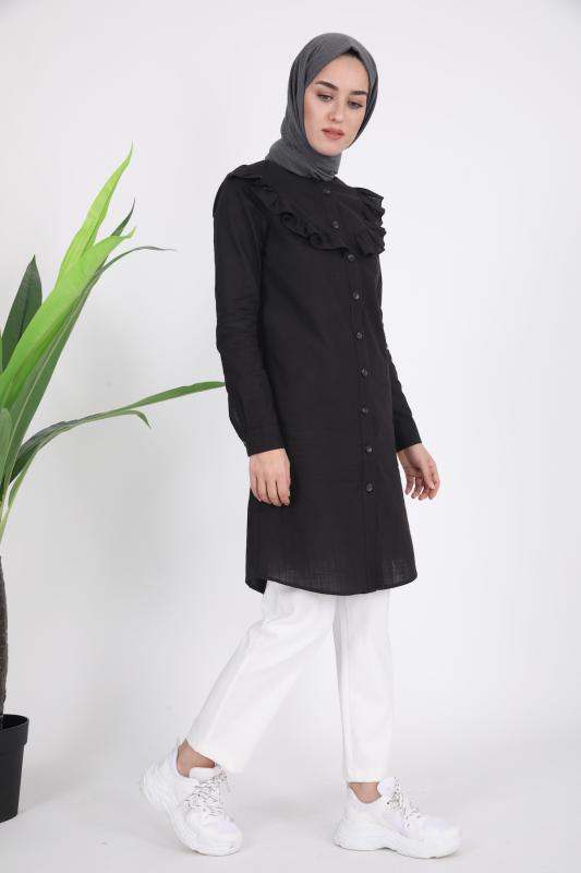 Fırfırlı Pamuk Tunik Gömlek 1023