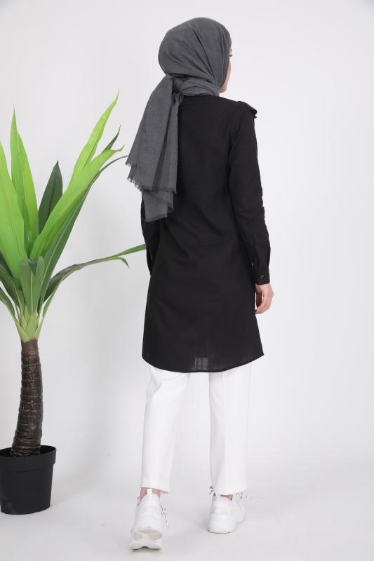 Fırfırlı Pamuk Tunik Gömlek 1023