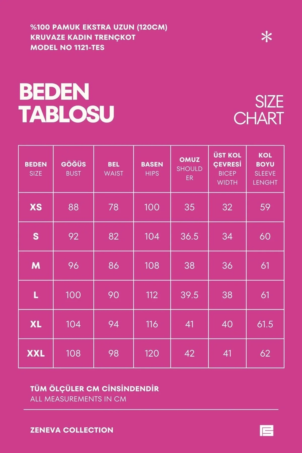 %100 Pamuk Ekstra Uzun (120cm) Tam Kalıp Kadın Tesettür Trençkot
