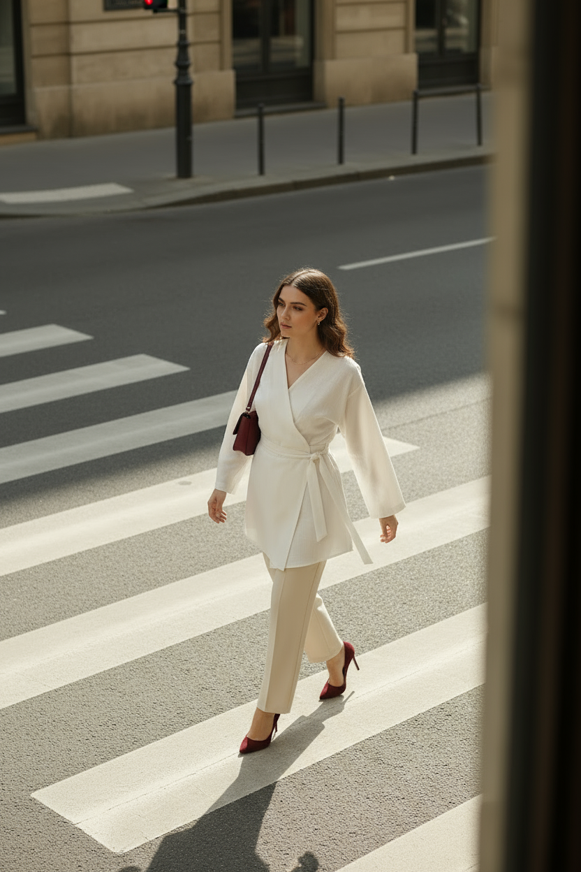 %100 Pamuk Keten Cepli Kemerli Yazlık Kadın Kimono 1166 - Nefes Alan Doğal Kumaş