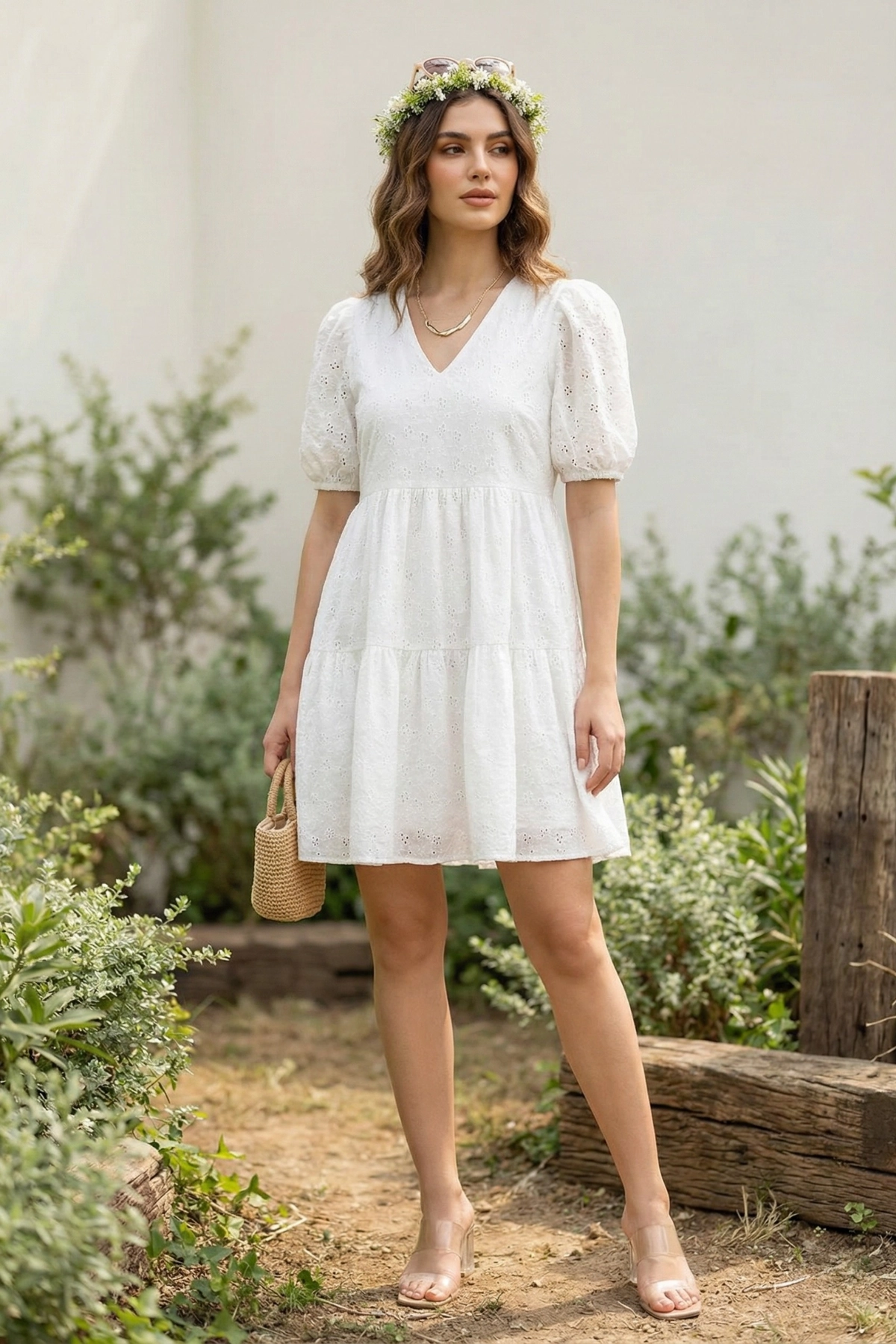 Yazlık Astarlı Pamuklu Brode Kadın Elbise 1301