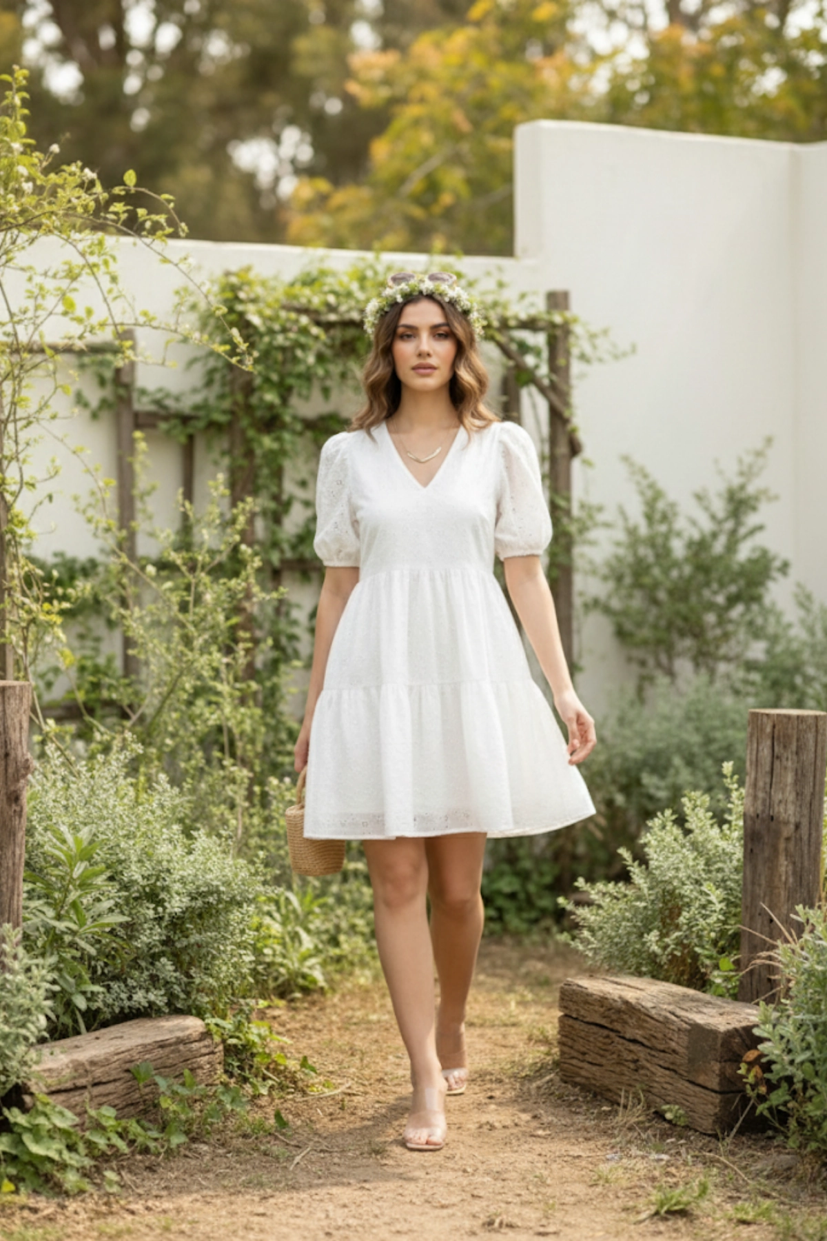 Yazlık Astarlı Pamuklu Brode Kadın Elbise 1301