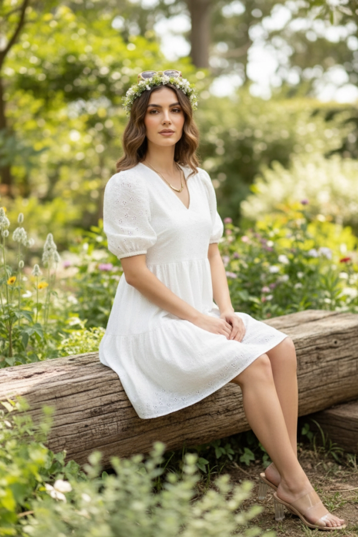 Yazlık Astarlı Pamuklu Brode Kadın Elbise 1301