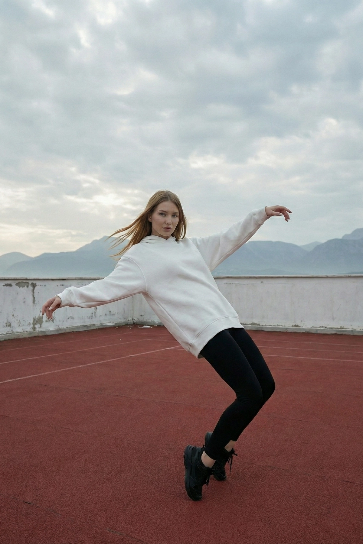 Pastelastore Pamuklu Kapüşonlu 3 İplik Şardonlu Kalın Oversize Sweatshirt