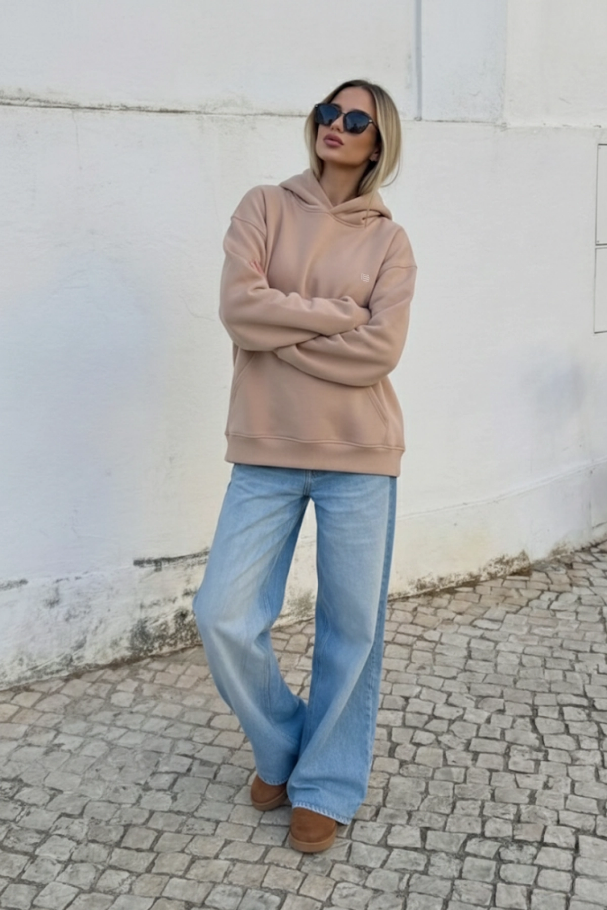 Pastelastore Pamuklu Kapüşonlu 3 İplik Şardonlu Kalın Oversize Sweatshirt