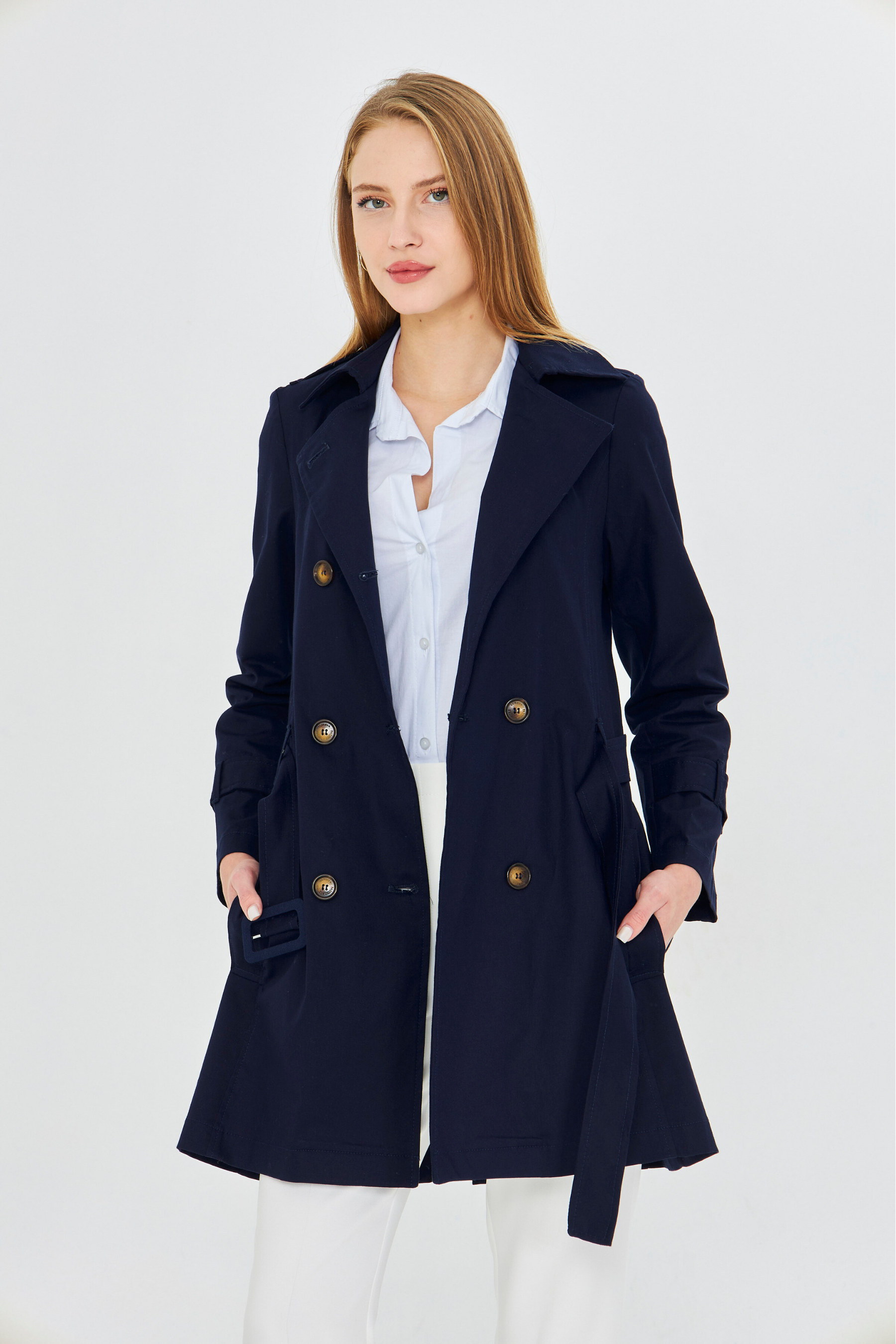 Pastelastore%20Esnek%20Pamuk%20Gabardin%20Kısa%20(80cm)%20Omuz%20Apoletli%20Kemerli%20Kadın%20Trençkot%201120