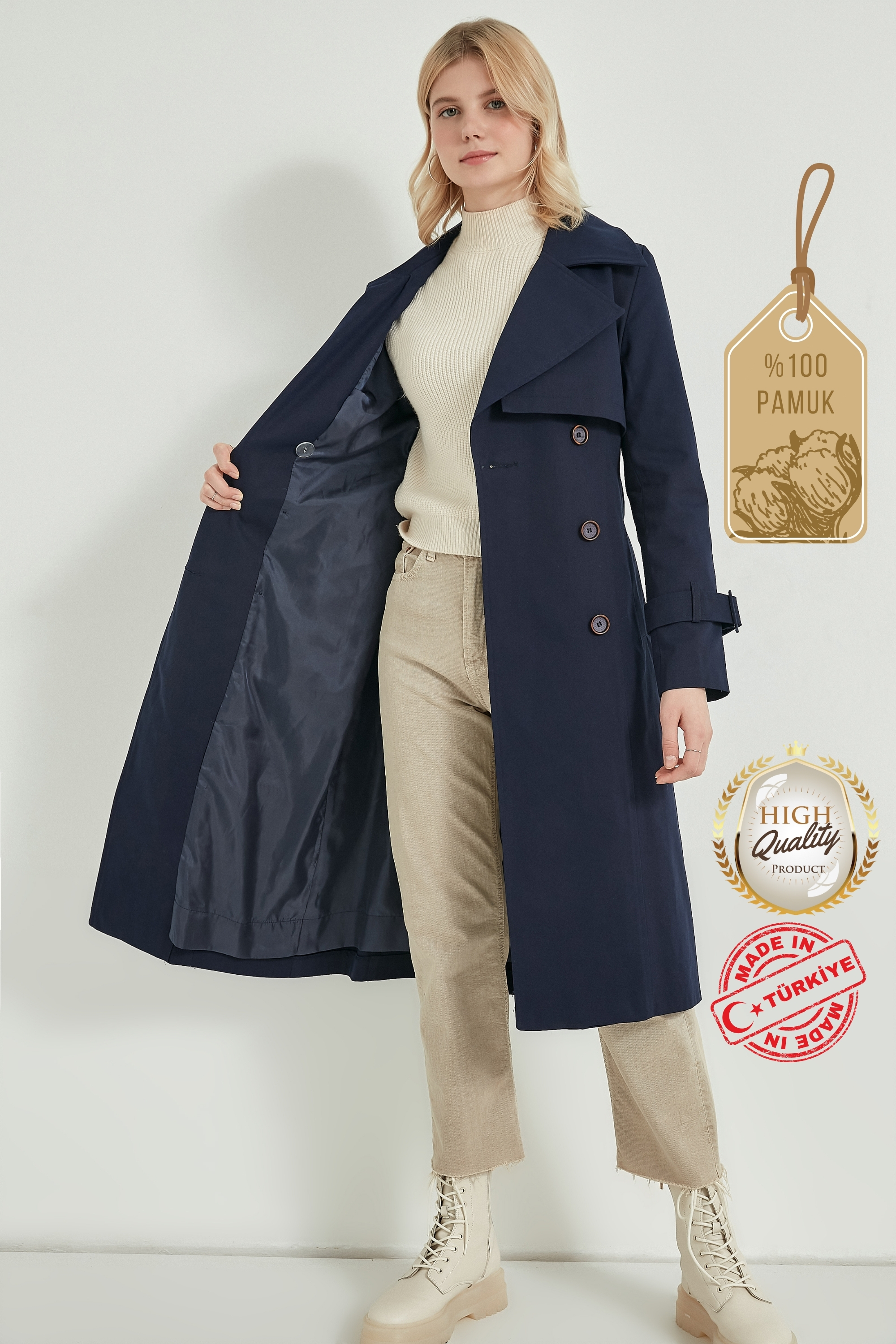 Pastelastore%20%100%20Pamuk%20Gabardin%20Uzun%20(110cm)%20Astarlı%20Kemerli%20Kadın%20Trençkot%201111