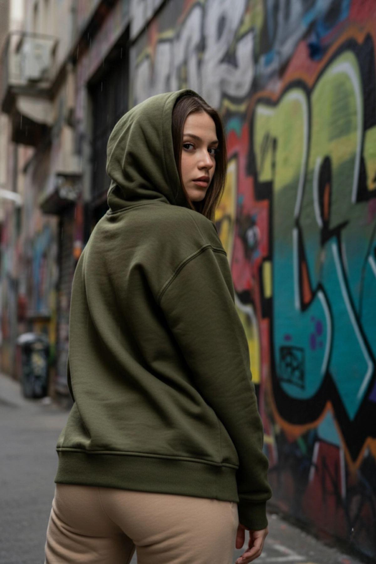 Pastelastore Pamuklu Kapüşonlu 3 İplik Şardonlu Kalın Oversize Sweatshirt