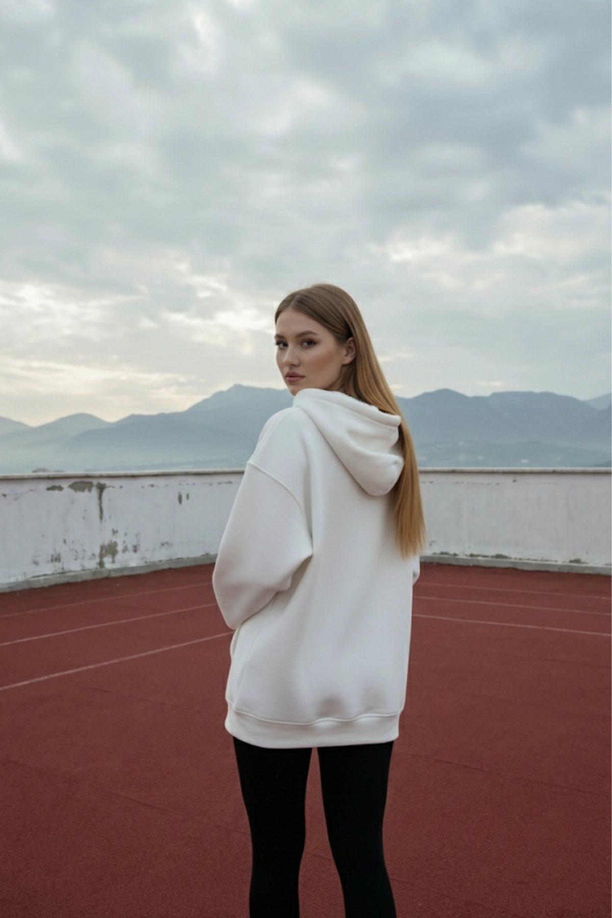 Pastelastore Pamuklu Kapüşonlu 3 İplik Şardonlu Kalın Oversize Sweatshirt