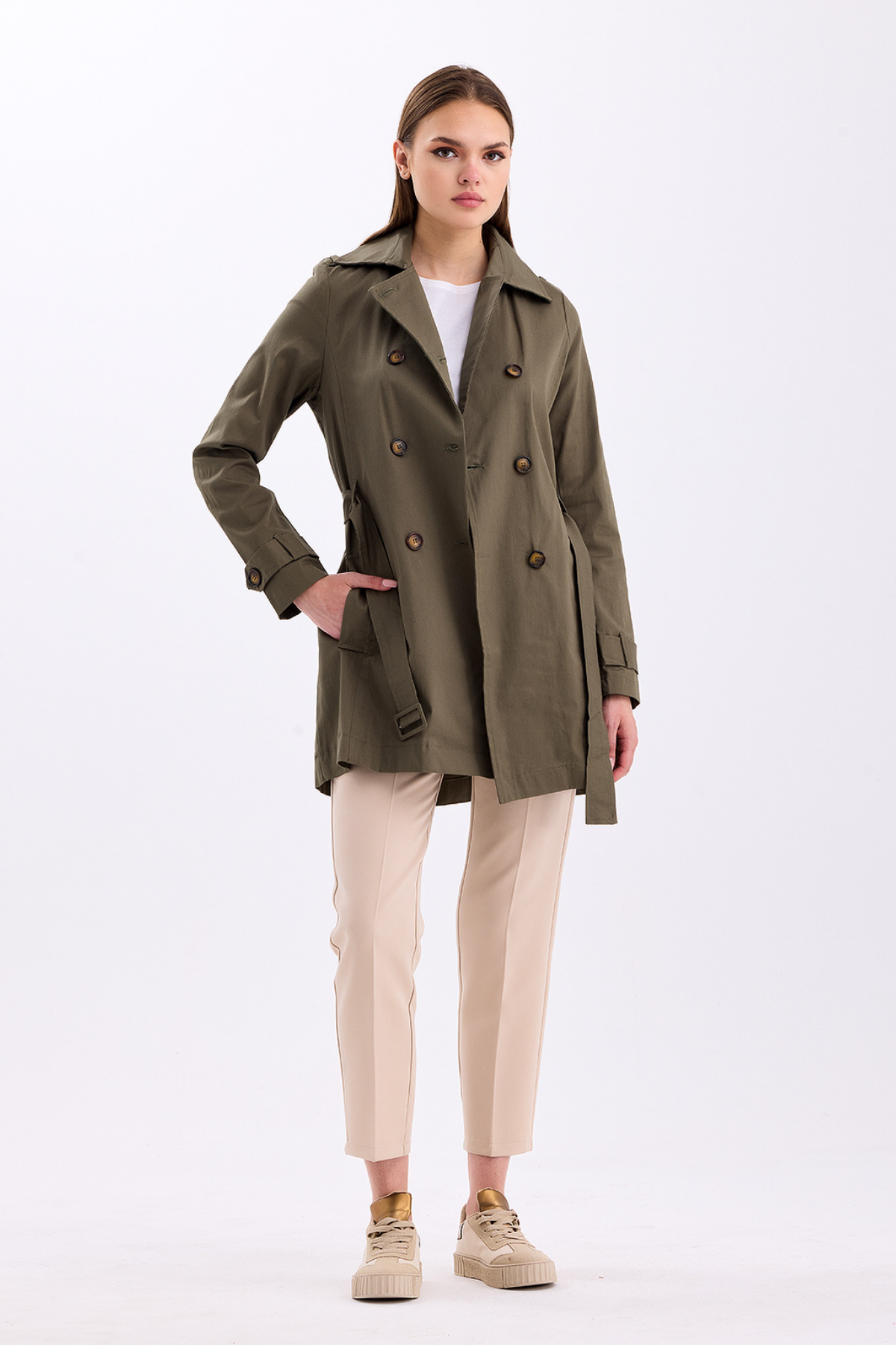 Pastelastore%20Esnek%20Pamuk%20Gabardin%20Kısa%20(80cm)%20Omuz%20Apoletli%20Kemerli%20Kadın%20Trençkot%201120