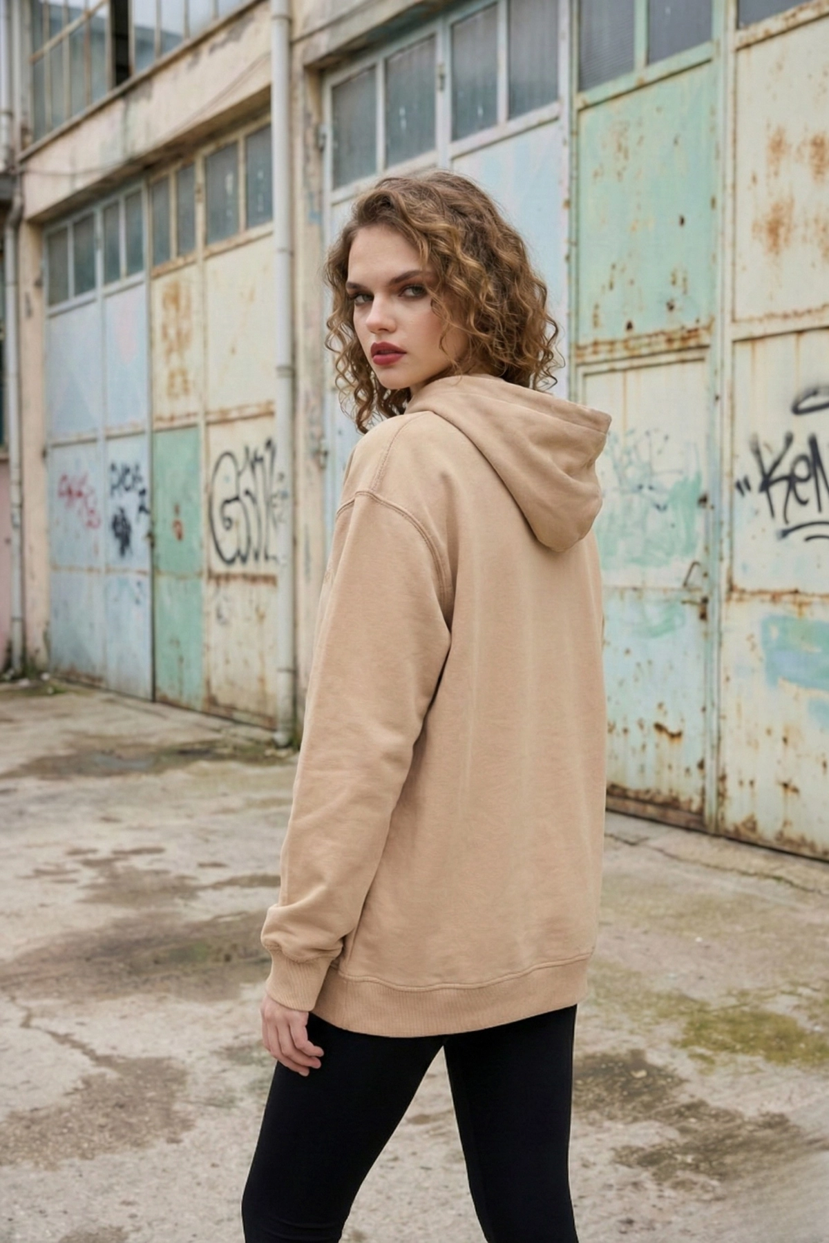 Pastelastore Pamuklu Kapüşonlu 2 İplik Baharlık Oversize Sweatshirt