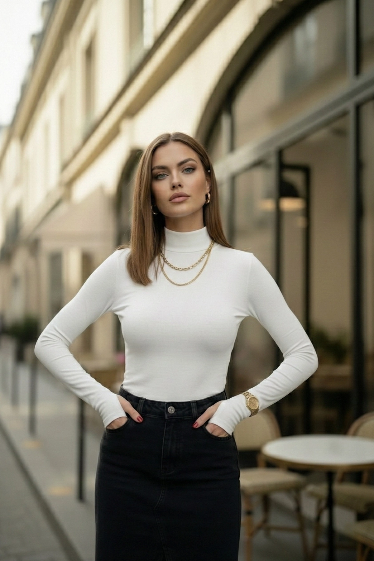 Parmak Geçmeli Kadın Body – Esnek Kumaş