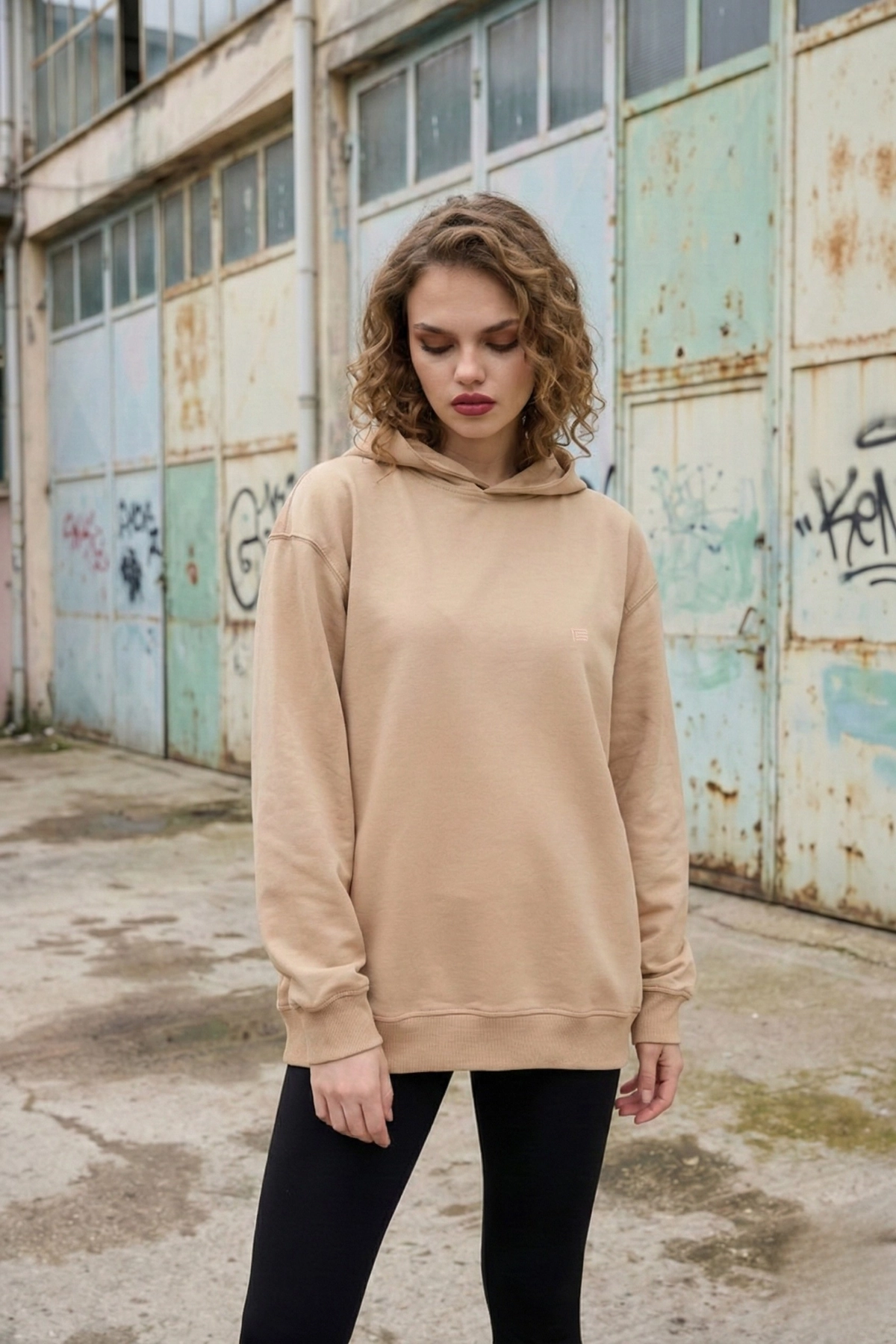 Pastelastore Pamuklu Kapüşonlu 2 İplik Baharlık Oversize Sweatshirt