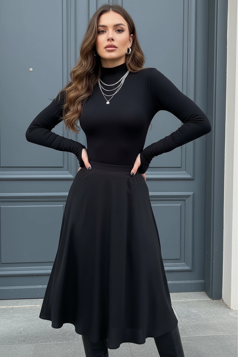 3’lü Siyah Parmak Geçmeli Kadın Body Seti