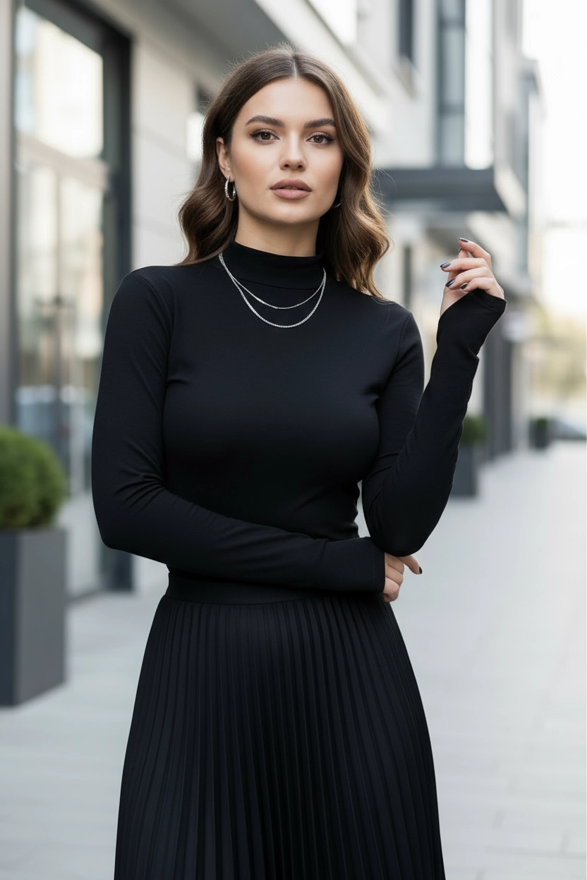 Parmak Geçmeli Kadın Body – Esnek Kumaş