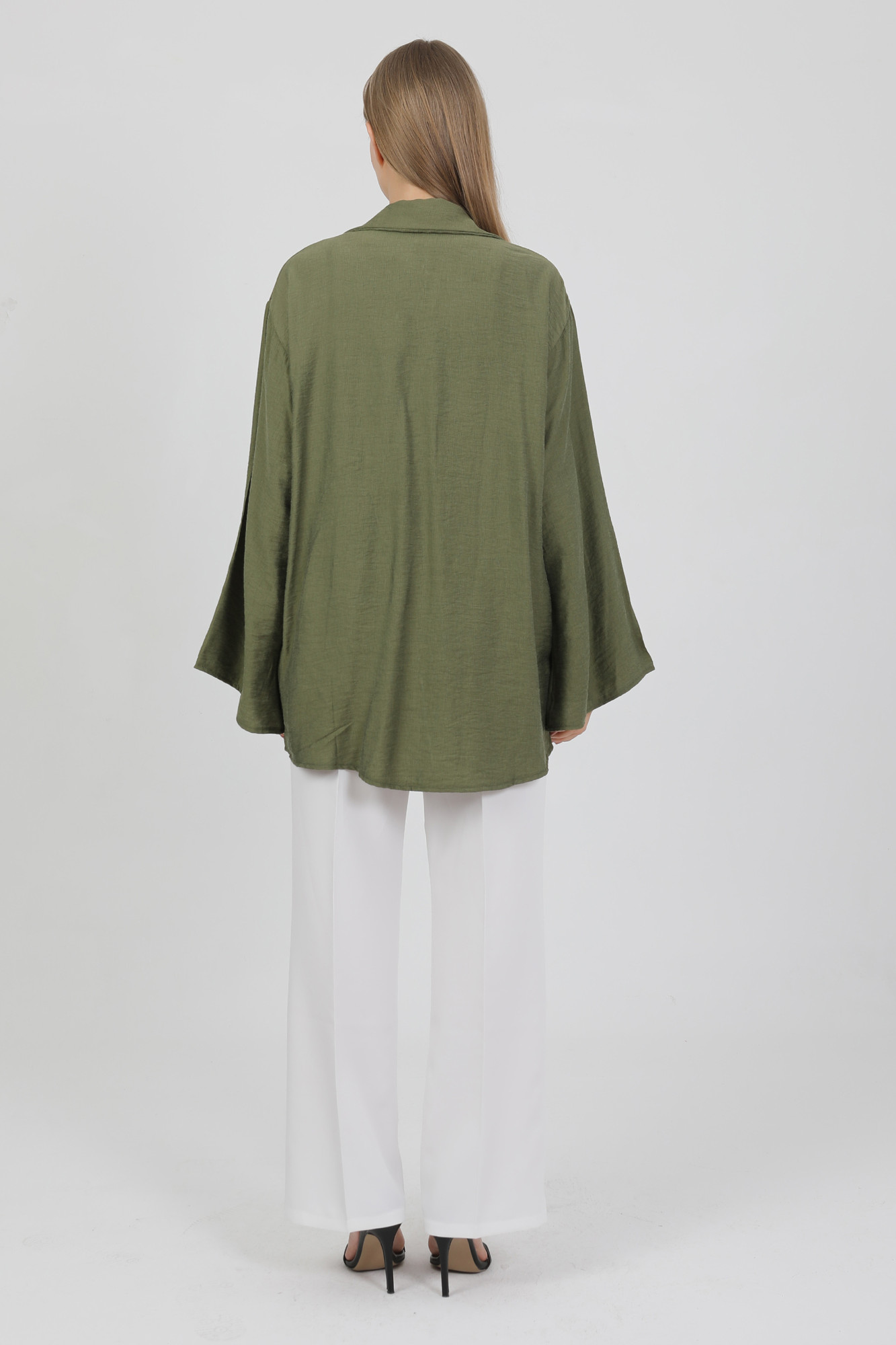 Doğal Viskon Kumaş Cepli Bağcıklı Kadın Kimono 1167 – Hafif, Dökümlü, Akışkan, Yazlık Model