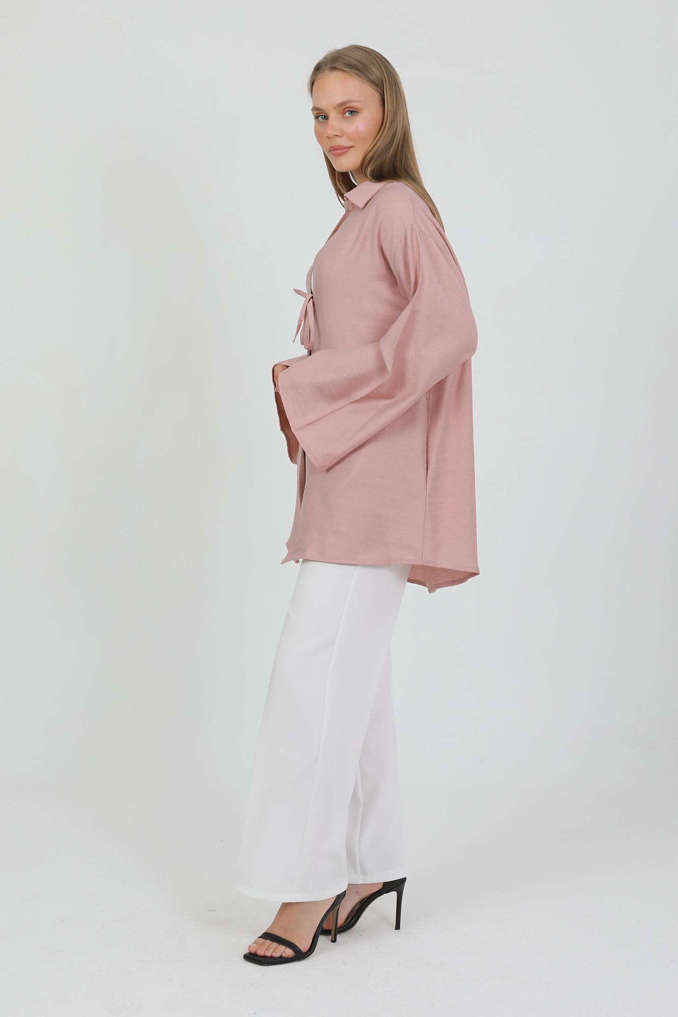 Doğal Viskon Kumaş Cepli Bağcıklı Kadın Kimono 1167 – Hafif, Dökümlü, Akışkan, Yazlık Model