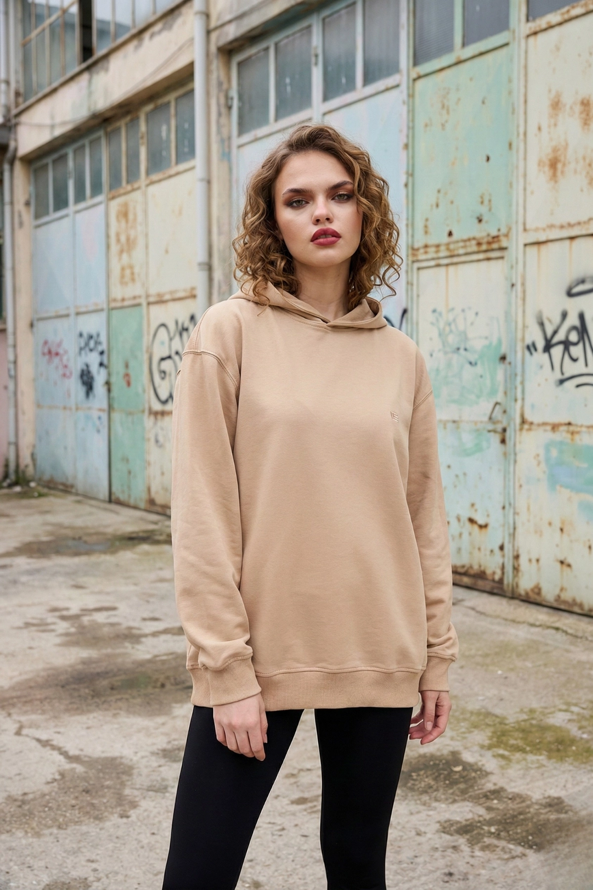 Pastelastore Pamuklu Kapüşonlu 2 İplik Baharlık Oversize Sweatshirt