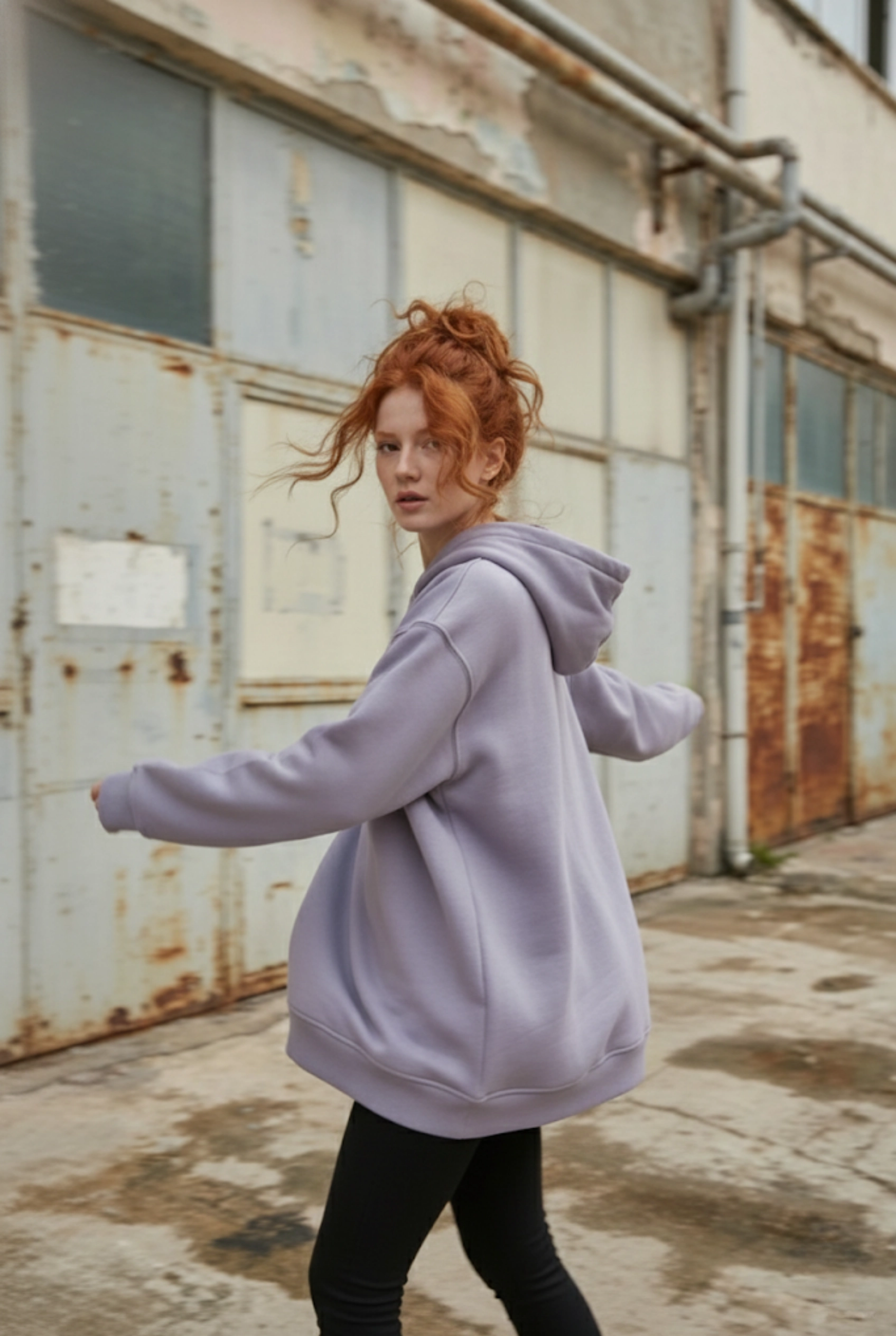 Pastelastore Pamuklu Kapüşonlu 3 İplik Şardonlu Kalın Oversize Sweatshirt