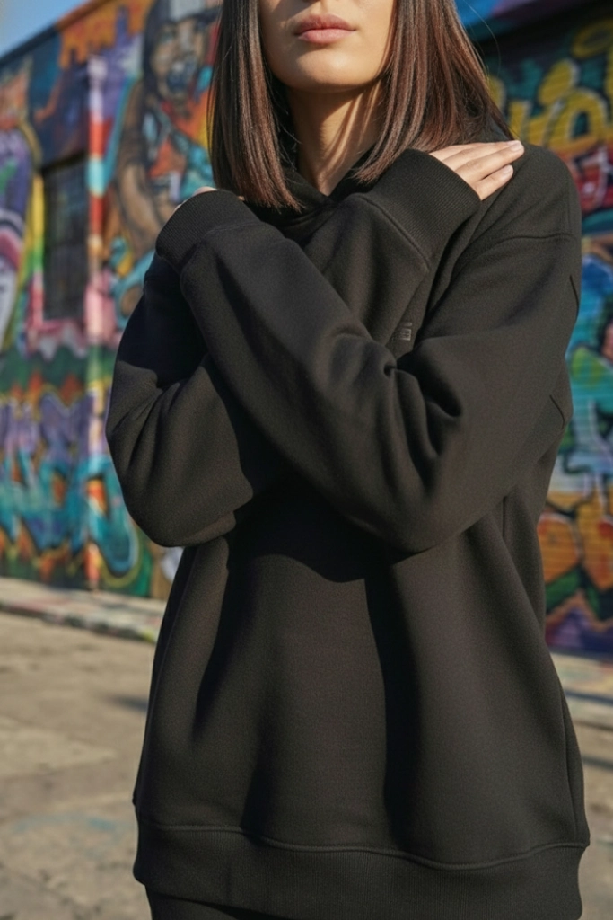 Pastelastore Pamuklu Kapüşonlu 3 İplik Şardonlu Kalın Oversize Sweatshirt