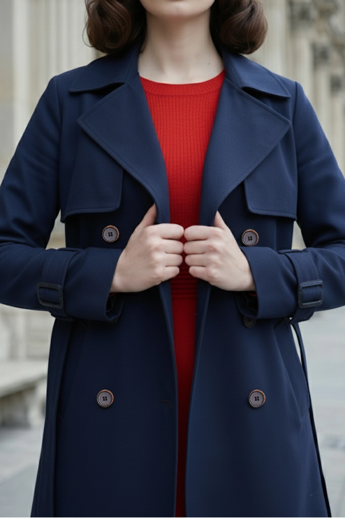  Pastelastore %100 Pamuk Gabardin Uzun (110cm) Astarlı Kemerli Kadın Trençkot 1111