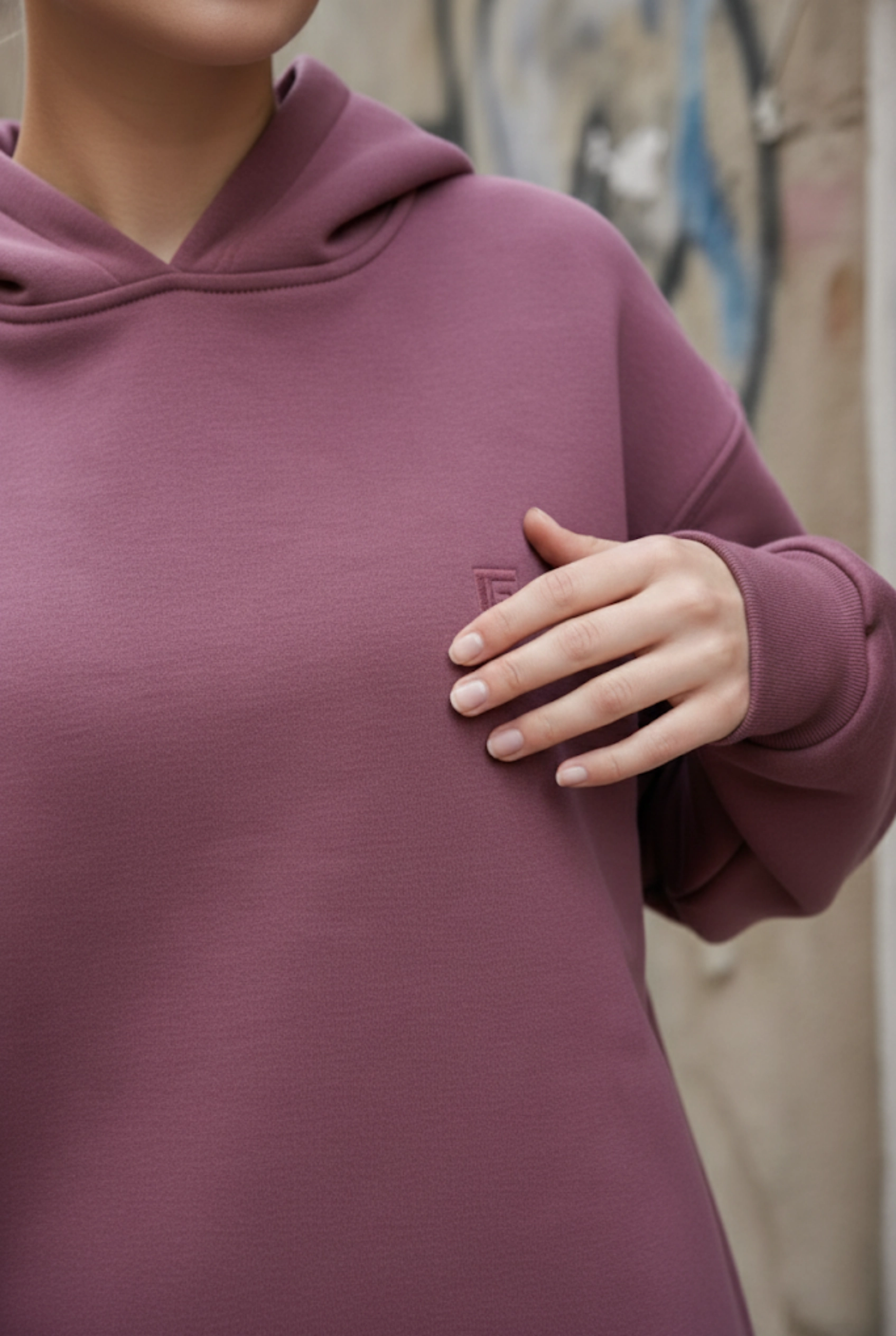 Pastelastore Pamuklu Kapüşonlu 3 İplik Şardonlu Kalın Oversize Sweatshirt