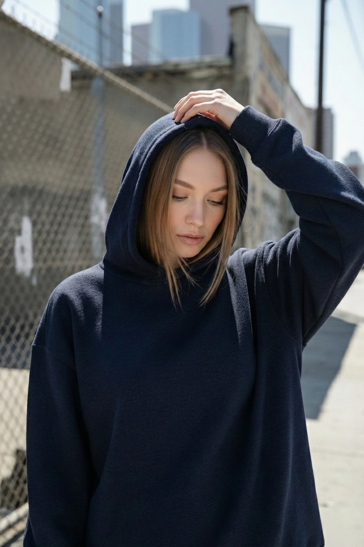 Pastelastore Pamuklu Kapüşonlu 3 İplik Şardonlu Kalın Oversize Sweatshirt