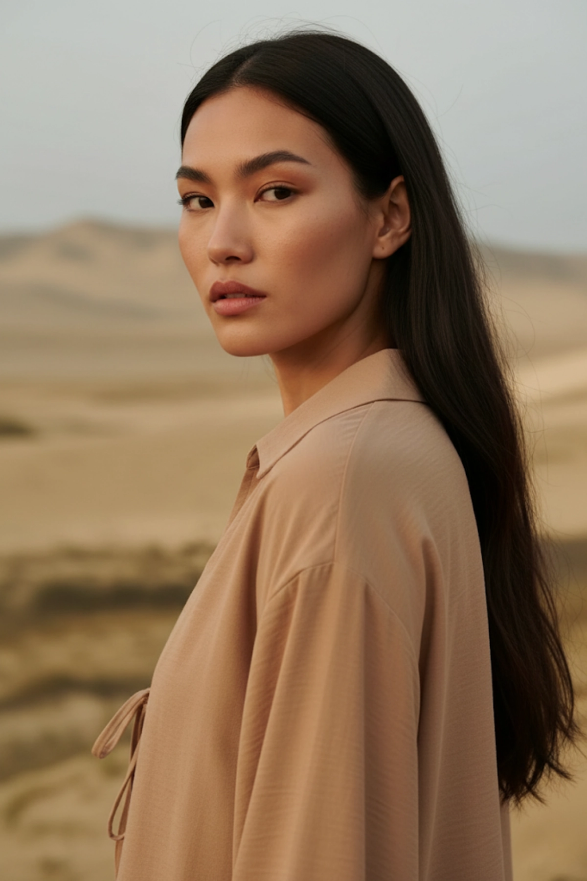 %100 Pamuk Keten Cepli Bağcıklı Kadın Kimono 1165 – Gömlek Yaka, Nefes Alan Kumaş