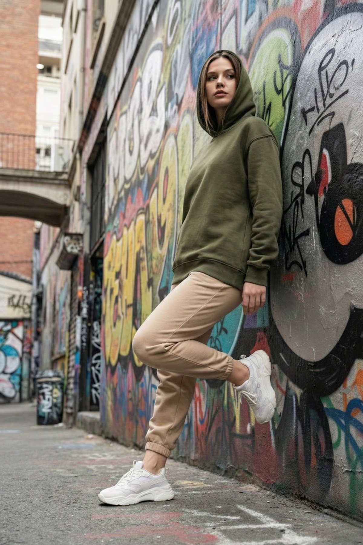 Pastelastore Pamuklu Kapüşonlu 3 İplik Şardonlu Kalın Oversize Sweatshirt