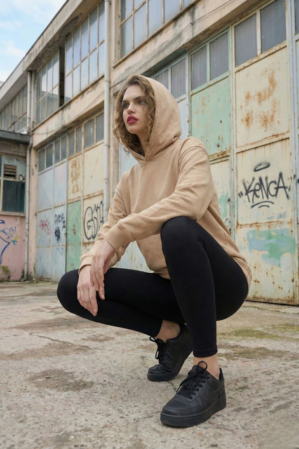 Pastelastore Pamuklu Kapüşonlu 2 İplik Baharlık Oversize Sweatshirt