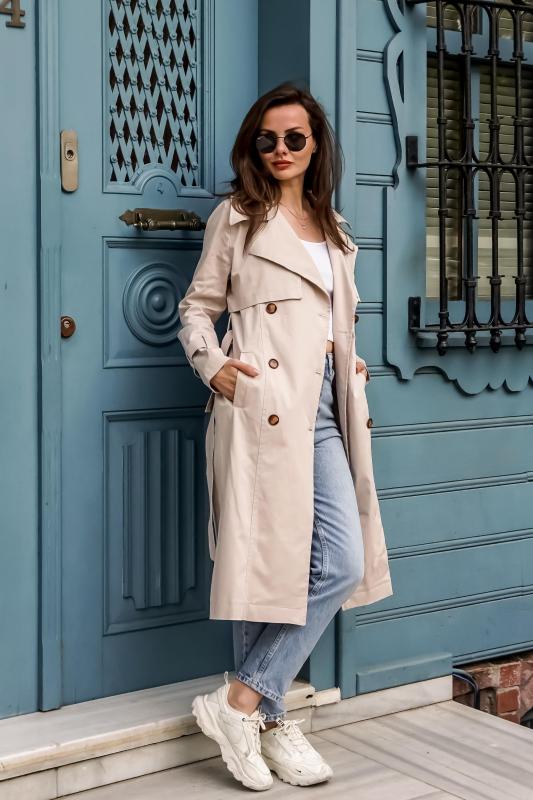 Pastelastore%20Esnek%20Pamuk%20Gabardin%20Uzun%20(110cm)%20Astarsız%20Kadın%20Trençkot%201117